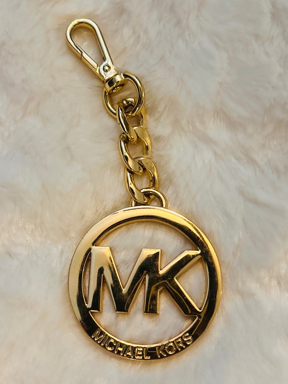 Michael Kors Gold MK Circle Logo Keychain Clip